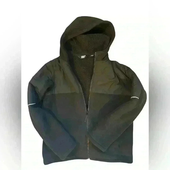 Lands' End Fleece Jacket  Zip Up Hooded Long Sleeves Pocket Black Womens Size XL - Picture 1 of 7